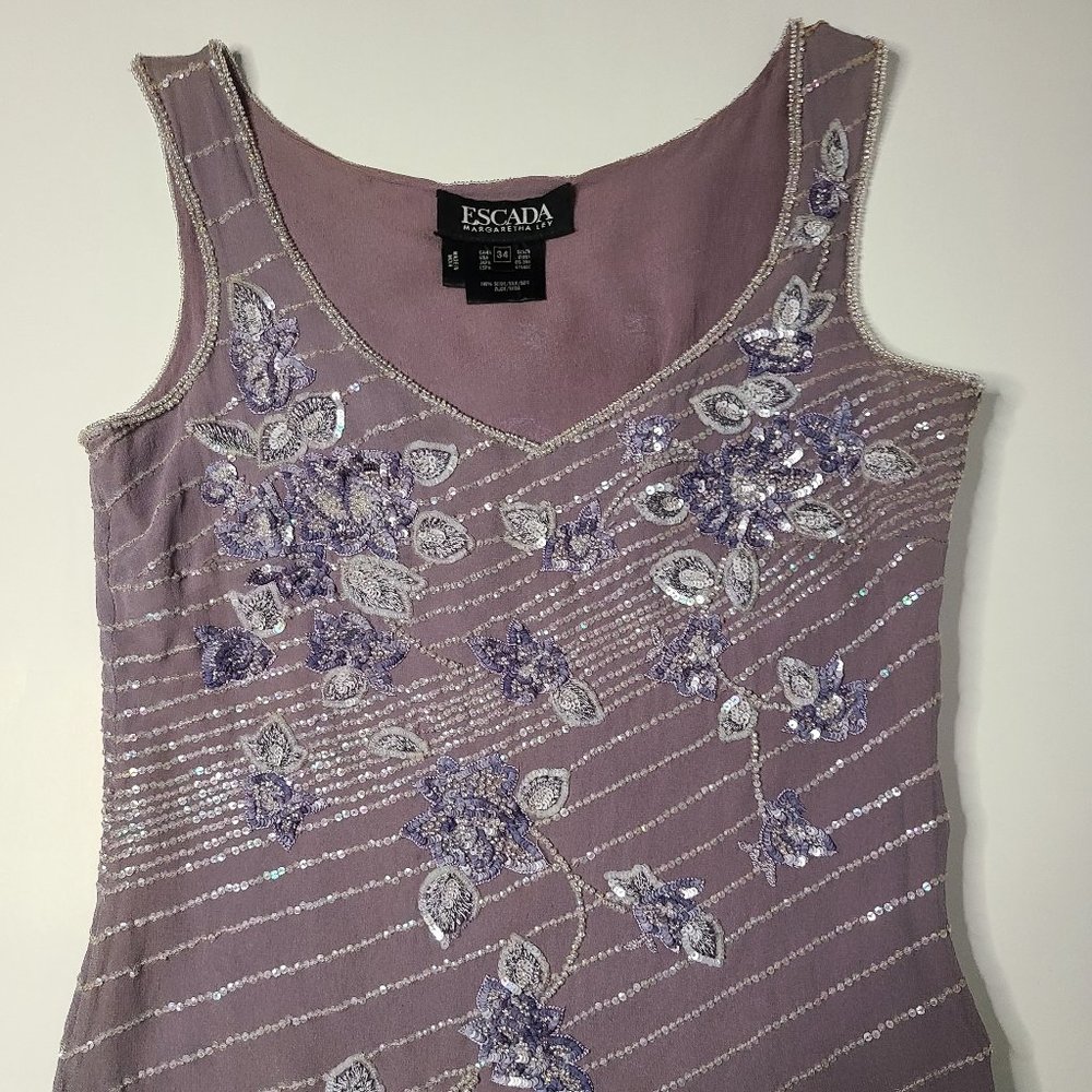 Escada Sleeveless Beaded Top 100 % Silk